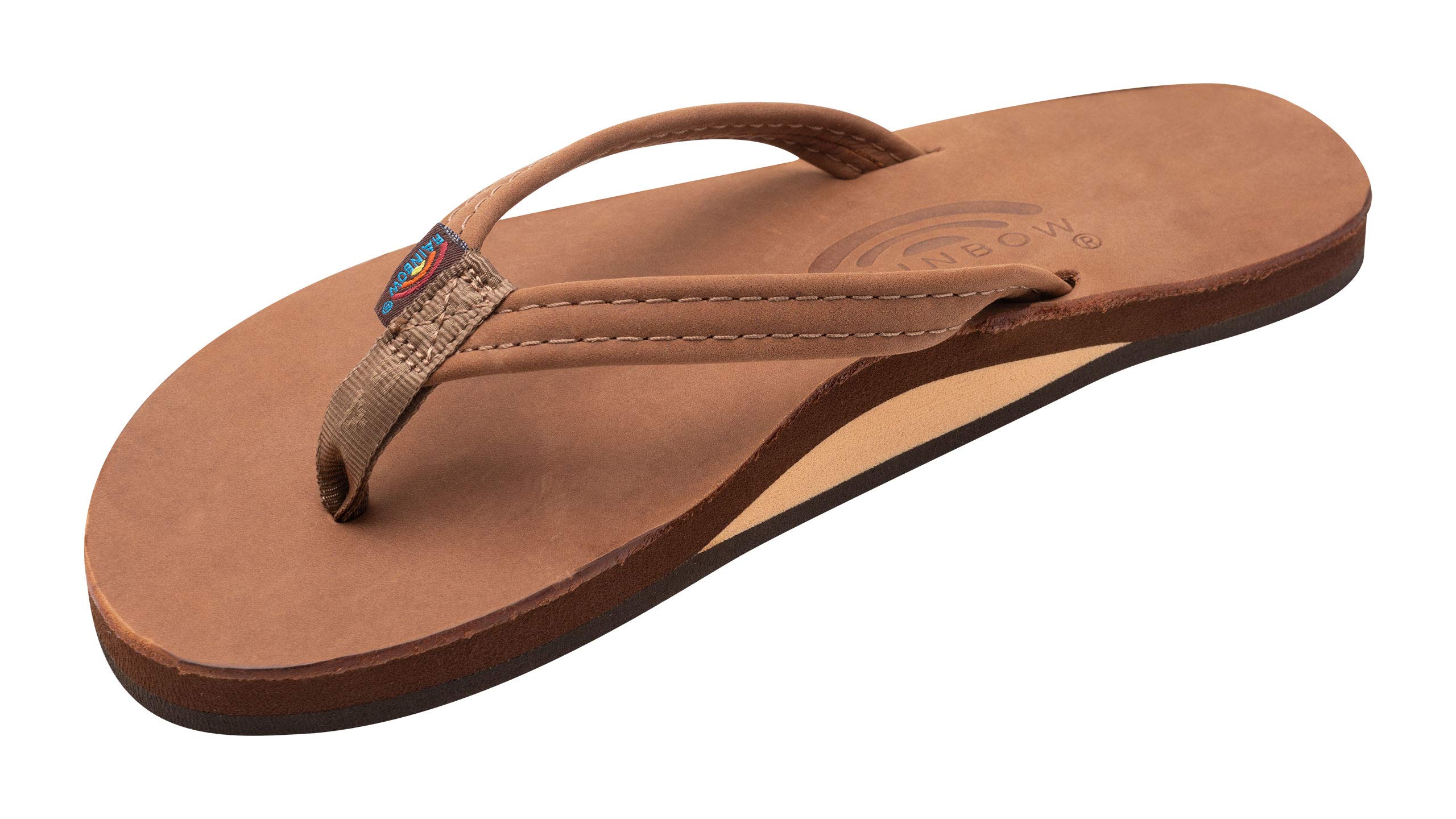 Photo 1 of Rainbow Sandals Women's Single Layer Leather Sandal, Narrow Strap, Redwood, X-Large / 8.5-9.5 B(M) US