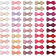 CELLOT Baby Girls Fully Lined Hair Bows Hair Pins, 2' Hair Bows, 50 Pieces/25 Pairs - Infants, Toddlers, Kids Hair Accessories in Pairs - Pink Bow Alligator Hair Clips