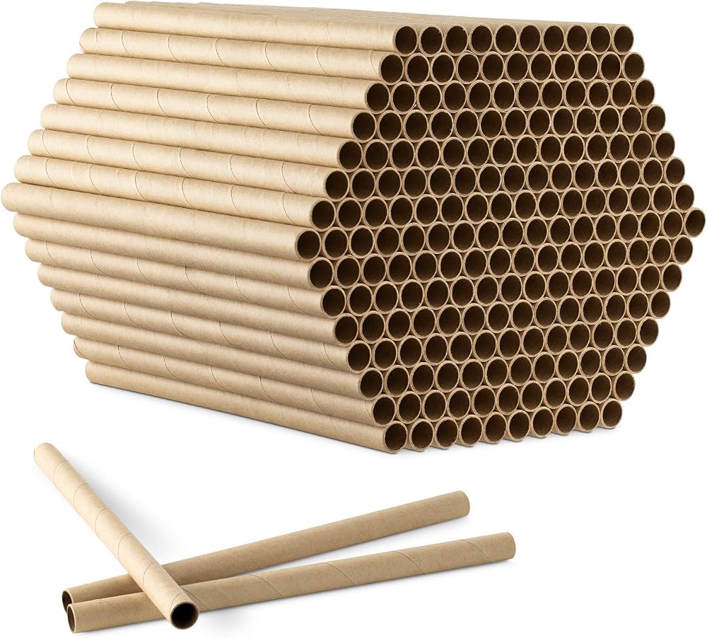 Navaris Cardboard Bee Nesting Tubes Pack of 200 15 cm 8 mm Diameter