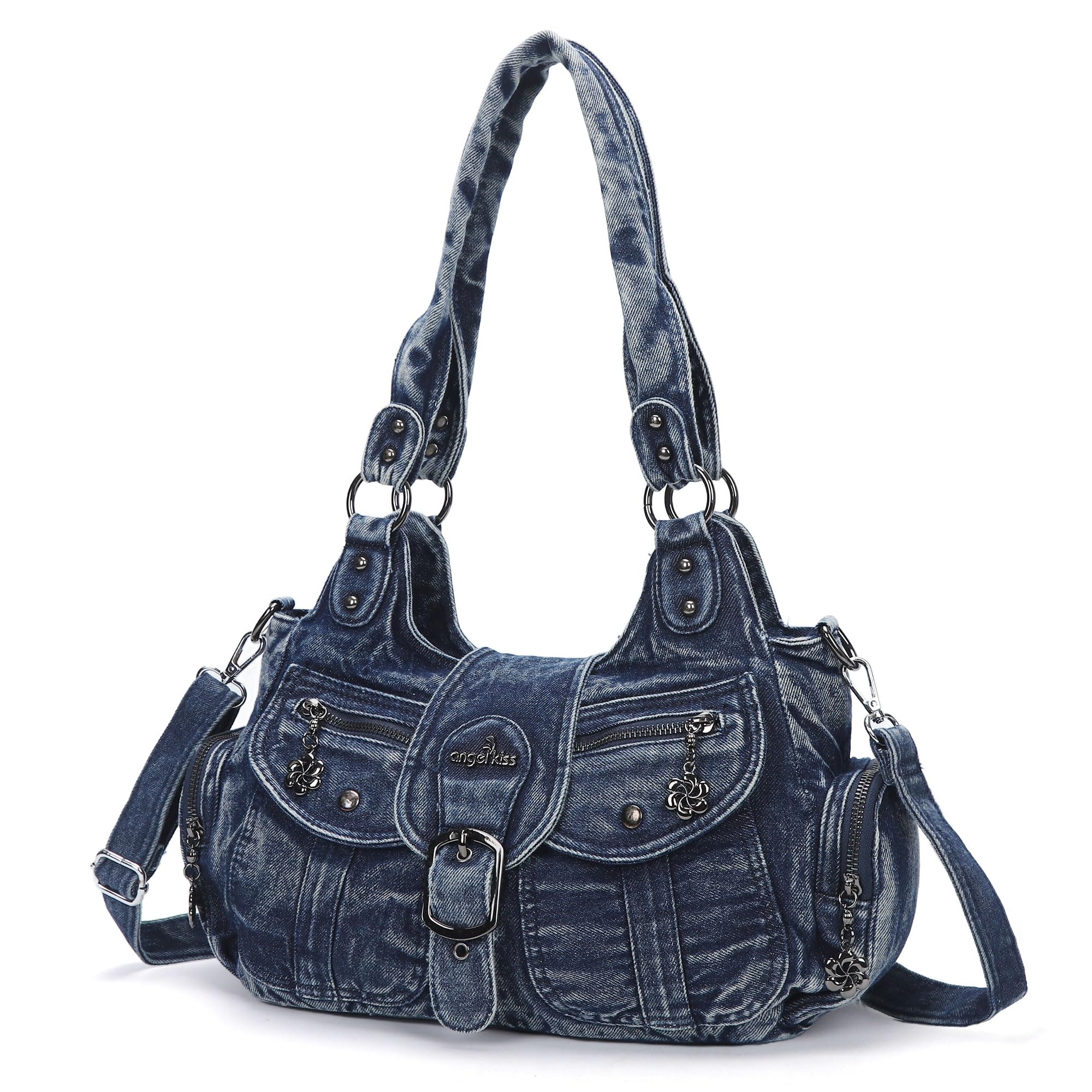 Photo 1 of Angel Kiss Hobo Bags for Women Denim Shoulder Purses and Hand bags Ladies Roomy Tote Bags Purse with Crossbody Strap,Blue