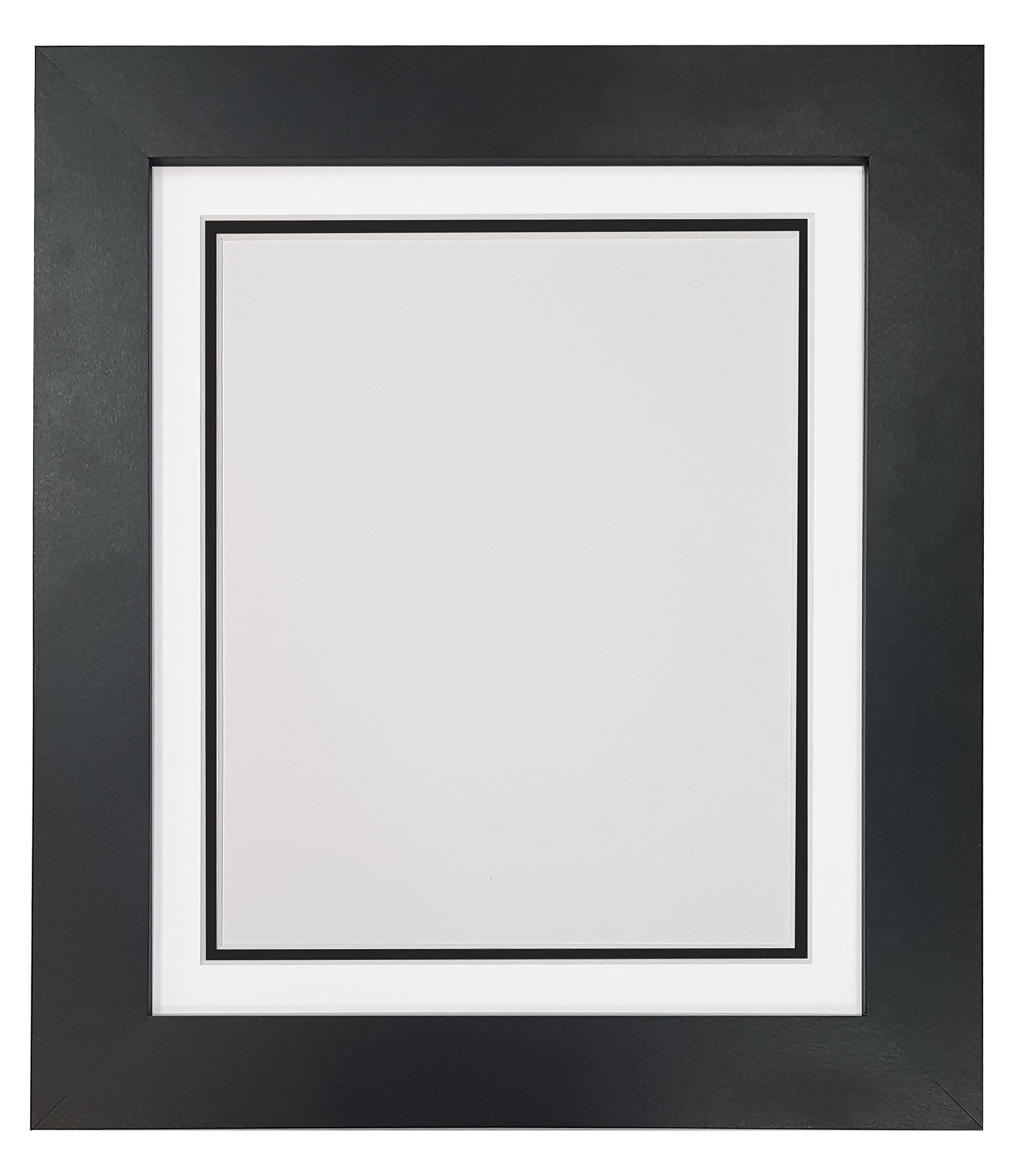 Metro Black Photo Picture Poster Frame with Double White on Black Mount 40 x 40 cm for Image Size 30 x 30 cm