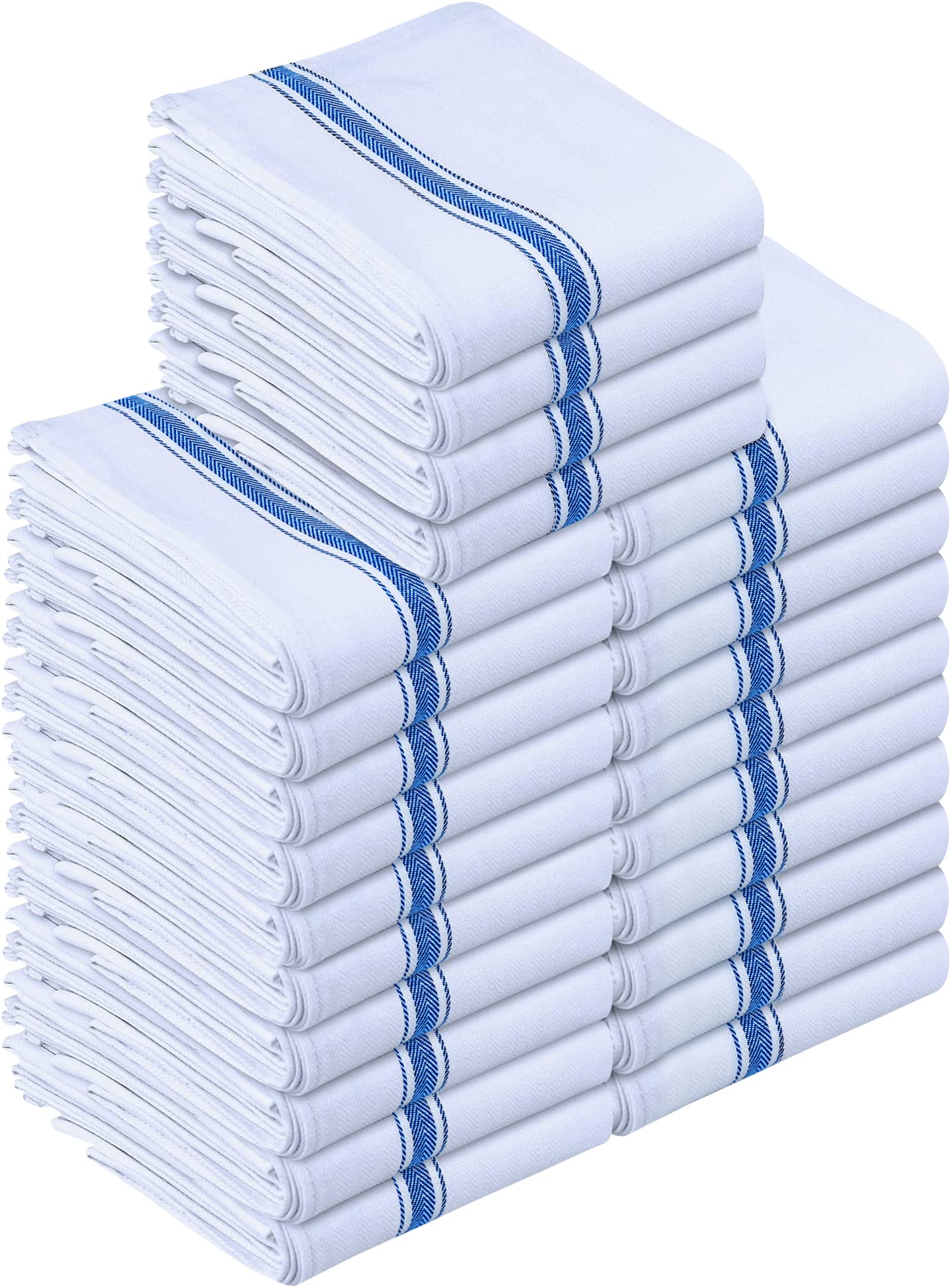 Utopia Towels - 200 GSM Blue Dish Towels (24 Pack - 38 x 64 cm) 100% Cotton Dish Cloths Absorbent Bar Cloth, Kitchen Tea Towel for Catering, Drying and Washing