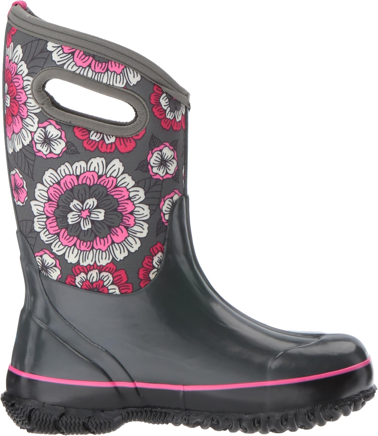  | BOGS Kid's Classic High Waterproof Insulated Rubber Neoprene Rain Boot Snow, Pansies Print/Dark Gray/Multi, 6 M US Big Kid | Snow Boots