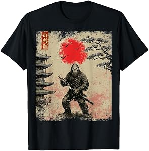 Funny Samurai Bigfoot Japanese Art Graphic Tee Anime Gifts T-Shirt