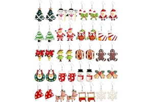 LUYI 20 Pairs Christmas Earrings for Women Xmas Holiday Earrings Christmas Tree Snowflake Snowman Bow Bells Earrings Bulk Christmas Party Jewelry Gifts