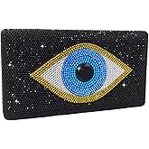 Boutique De FGG Evil Eye Rhinestone Clutch Purses for Women Formal Evening Bags Party Crystal Clutch Bag Prom Handbag,Mini