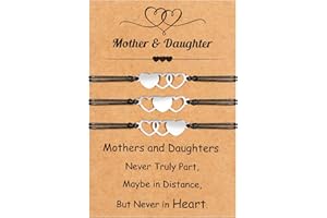EOBOH Christmas Gifts for Mom, Christmas Bracelets Adjustable Hearts Mother Daughter with Card, Love Mothers Day Gifts for Grandma Daughter Accessories