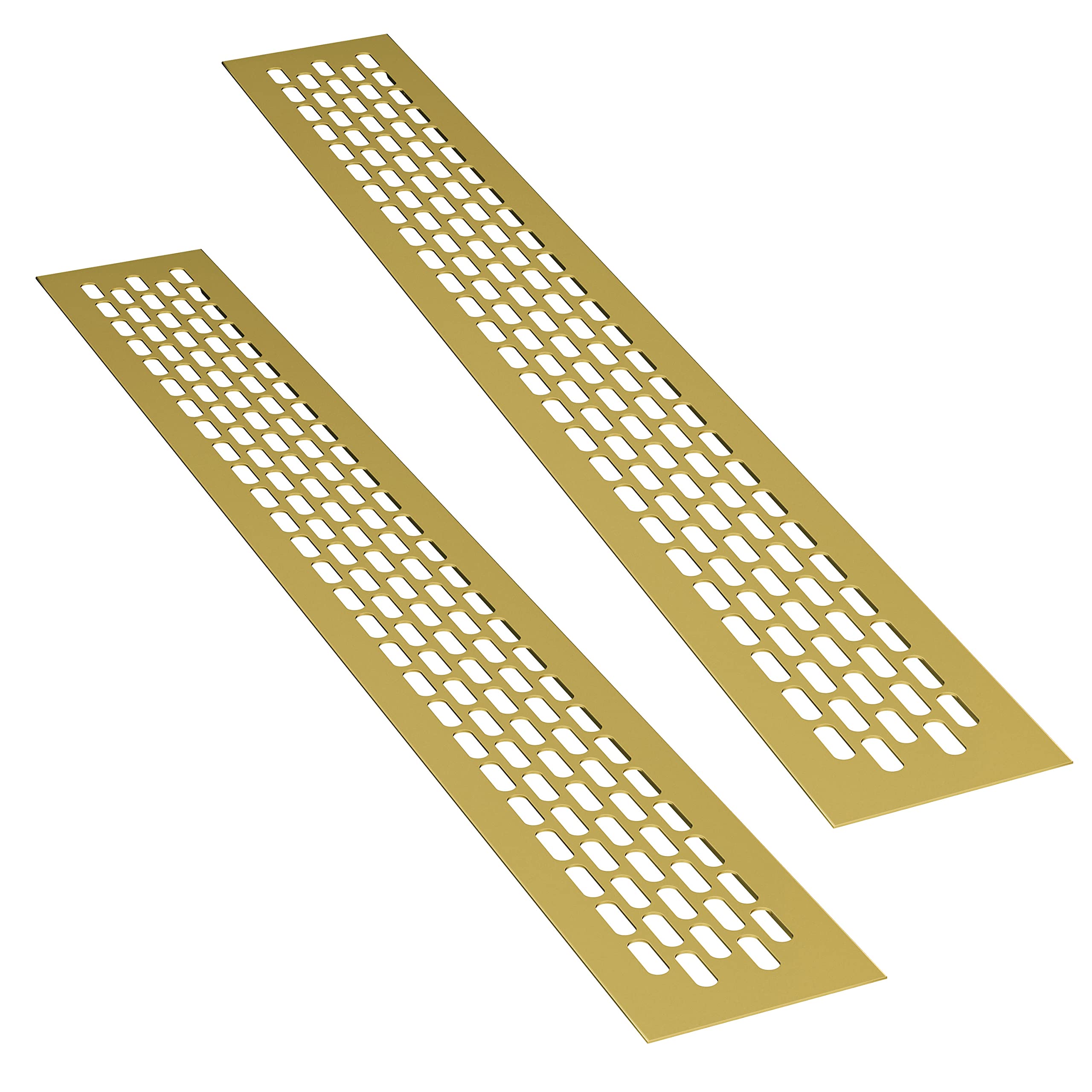 sossai® Aluminium Ventilation Grille - Alucratis (2 Piece) | Rectangular - Dimensions: 48 x 6 cm | Colour: Gold | Powder-Coated