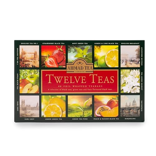 Ahmad Tea Variety Gift Box, 60 Foil Enveloped Teabags, Twelve Teas, 1 ...