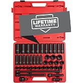 Sunex 2569, 1/2" Drive Master Impact Socket Set, 43Piece, Metric, 9mm - 30mm, Standard/Deep, Cr-Mo Alloy Steel, Radius Corner Design, Heavy Duty Storage Case, Universal Joint &amp; Impact Extensions