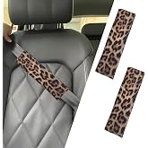 JDDRY 2PCS Car Seat Belt Cover,Leopard Printed Pu Leather Seat Belt Cover,Seat Belt Shoulder Pad for Cars/SUVs/Trucks, Univer
