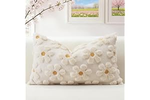 OTOSTAR Flowers Throw Pillow Cover Set of 1 Spring Summer Cushion Cover for Sofa 12x20 Inch Lumbar Soft Plush Short Wool Velv