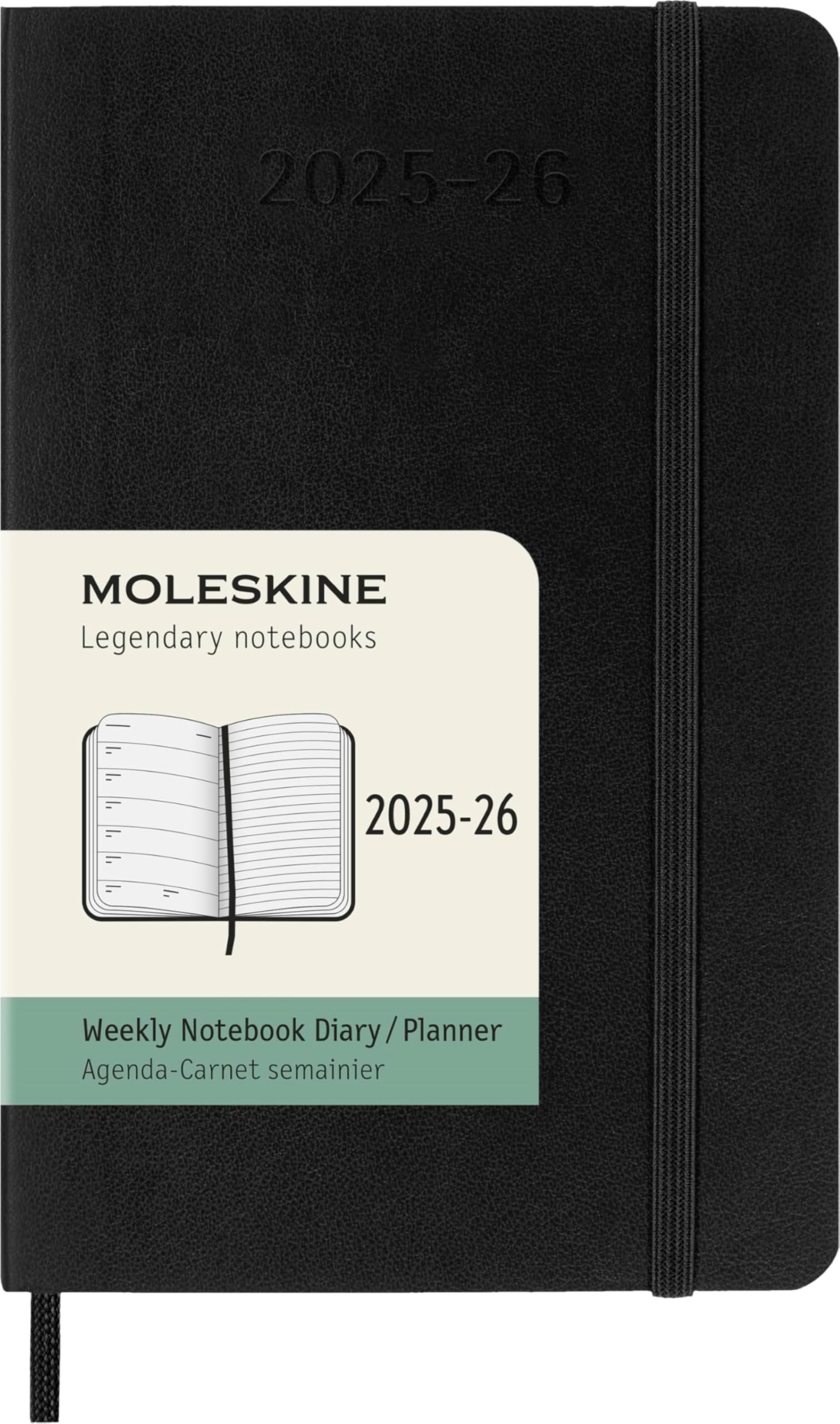 Moleskine Classic 18 Month 2025-2026 Weekly Planner, Soft Cover, Pocket (3.5″ x 5.5″), Black, 208 pages