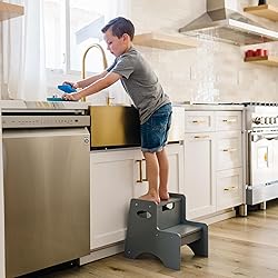 Two-Step Stool by Wildkin, Wooden Step Stool for