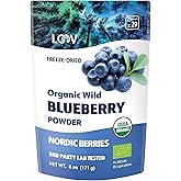 LOOV Organic Wild Blueberry Powder - 29-Day Supply, 6 Oz, Good for Smoothie & Breakfast, Freeze-Dried, from Northern Europe, No Added Sugar