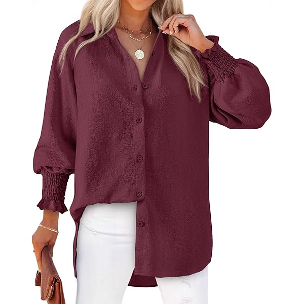 Blusa Moda Mujer Con Cuello En V Elegante Manga Abombada | Meses Sin