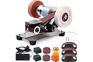 SMLCON 83PCS 3 in 1 Mini Belt Sander - 7 Adjustable Speed Vertical Electric Belt Grinder for Knife Sharpening, Woodworking & Metal Working - Compact Power Sanders for DIY Projects
