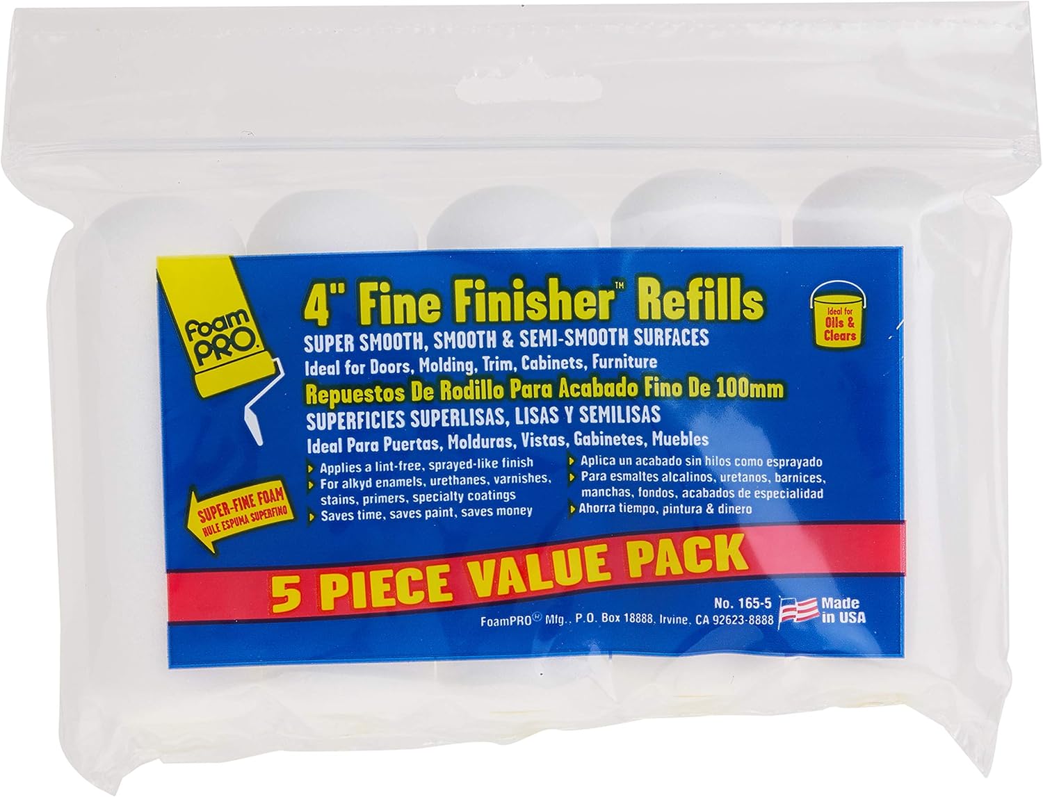 FoamPRO 163-P 165-5 Foam Paint Roller, Pack of 5 - - 