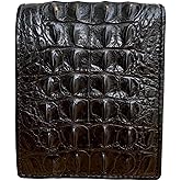 VIETDAVN Genuine Alligator Bifold Wallets For Men, Real Crocodile Men's Wallet Size 4.33" x 3.34" (Crocodile Hornback, Black)