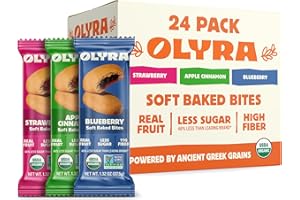 Olyra Organic Soft Baked Fruit Bars Variety Pack - High Fiber Bar - Healthy Snacks for Adults & Kids - Vegan Breakfast Bars - Office Snack - 24 Count