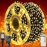 WATERGLIDE 1000 LED Christmas String Lights, 328 FT Green Wire LED Decorative Fairy Lights with Remote &amp; 8 Modes, Waterproof for Outdoor Xmas Holiday Party Garden Wedding Home Decor, Warm White