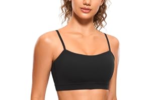 CRZ YOGA Butterluxe Womens Adjustable Spaghetti Thin Strap Sports Bra - Padded Wireless Square Neck Workout Yoga Clothes