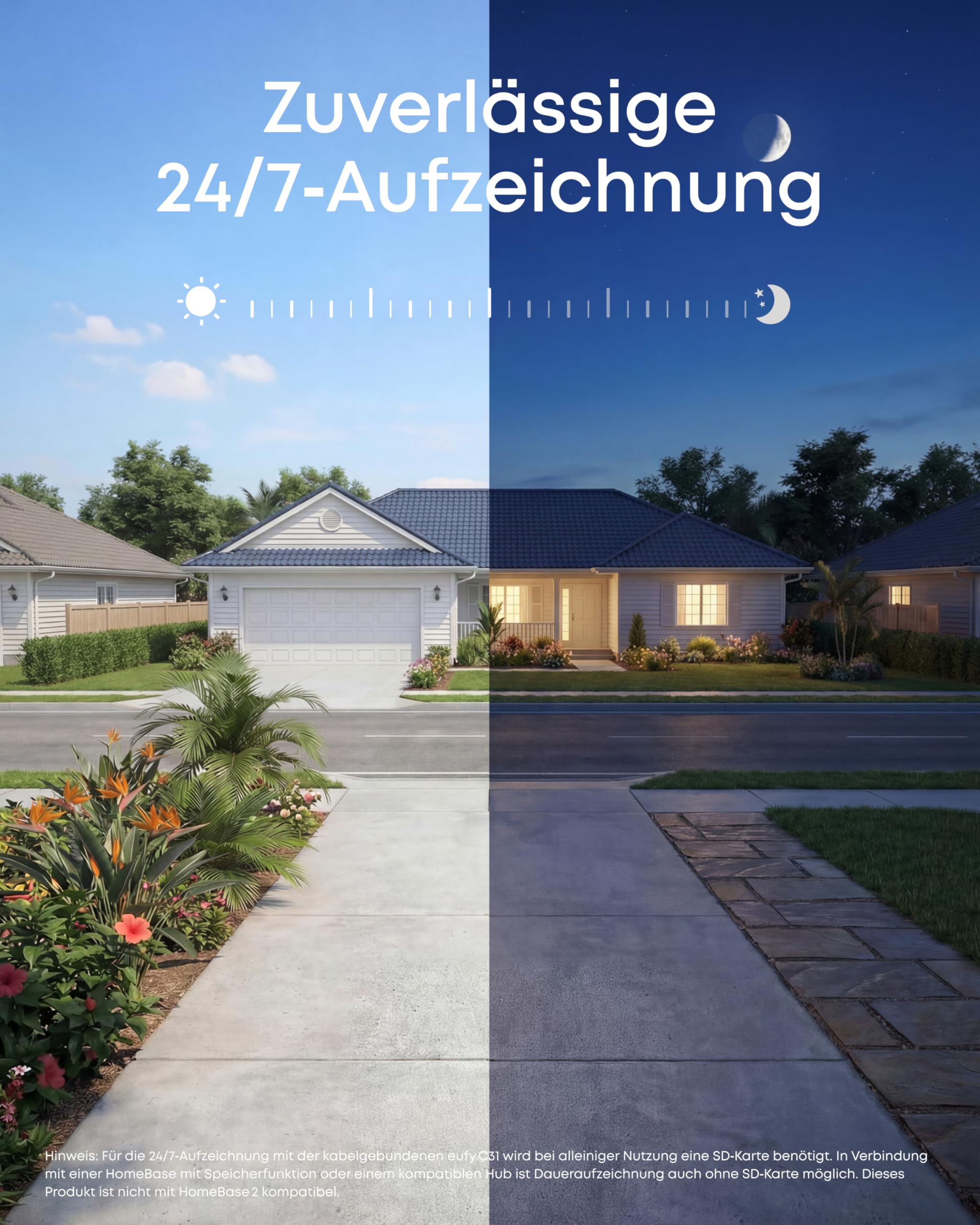 eufy Überwachungskamera C31 kabelgebunden, Außen & Innen, 360°-Sicht mit Schwenken/Neigen, Farbnachtsicht, KI-Erkennung Mensch/KFZ/Tier/Weinen, Dual-Antenne, lokaler Speicher, ohne ABO, 24/7-Videos 7