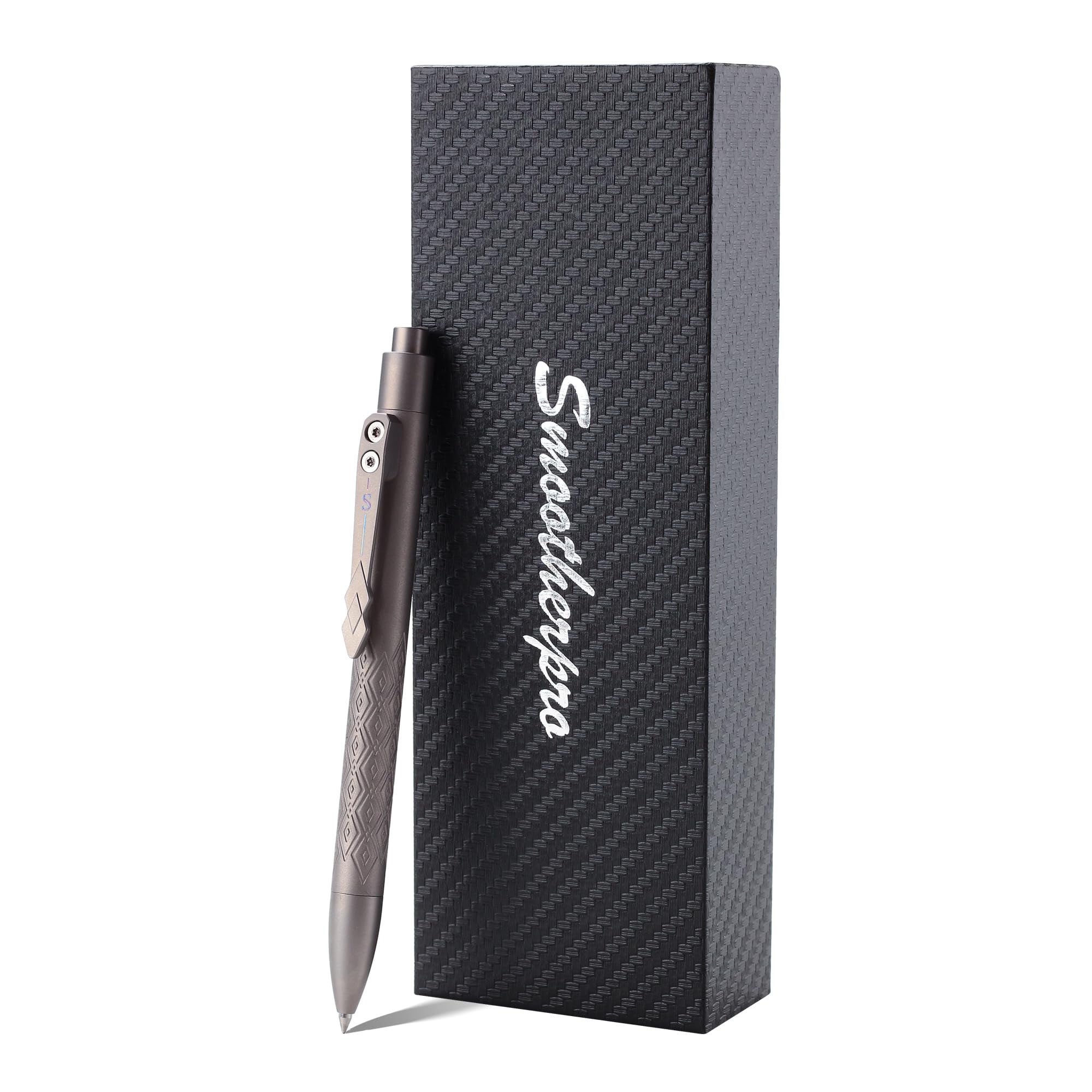 SMOOTHERPRO Titanium Retractable Pen | Ballpoint Pen | Compatible with Parker Refill | Lightweight with pen clip for School Business Office EDC | Color Grey (DTP02)