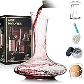 YouYah 100% Crystal Wine Decanter Set with Stand, Stopper, Brush and Beads - Red Wine Carafe - Hand-blown - Gift and Accessory