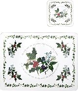 Pimpernel Set of 6 Placemats & Coasters The Holly and The Ivy Floral Heat view 2