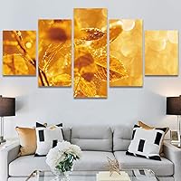SIGNWIN 5 Panel Canvas Wall Art Modern Art Decorative Elements Expressive Leaves Multicolor Patterns Photography for Home Decorations Ready to Hang - 60