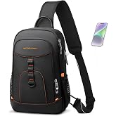Crossbody Sling Bag for Men Women Fits 11.3" iPad Work Daypack | Water-Resistant 1680D Oxford Fabric USB Charger Anti-Theft Dual Side Pockets Lightweight for Travel Daily Commute-Black