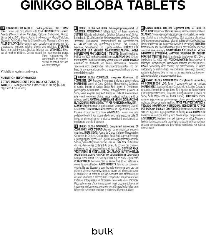 Compresse Ginko Biloba, 6000 mg, 60 Compresse