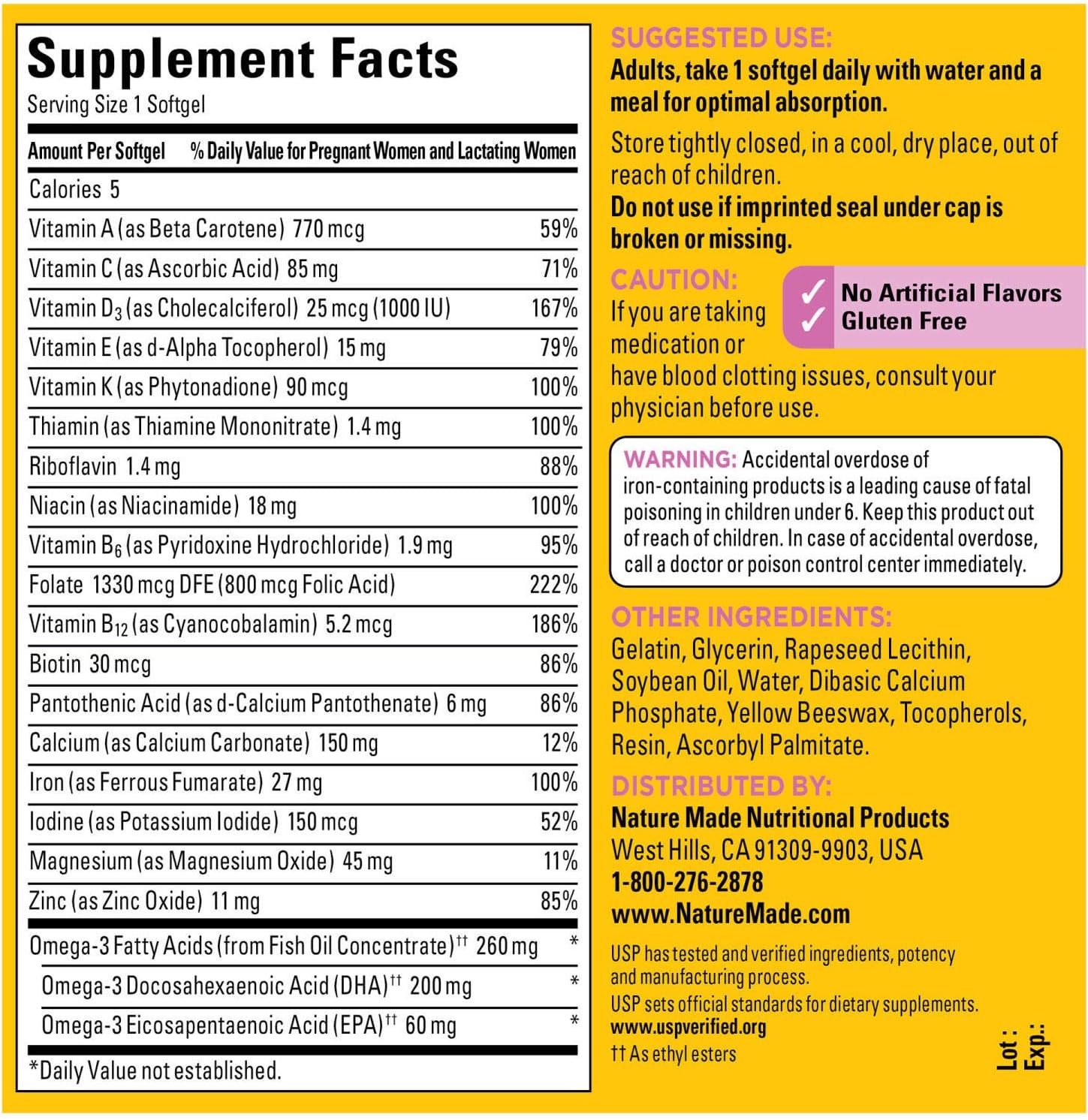 Nature Made Prenatal + DHA 200 mg Softgels (.150 Count): Health & Personal Care