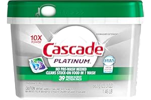 Cascade Dishwasher Detergent Pods, Platinum Actionpacs Dishwasher Pods, Fresh Scent, 39 Count