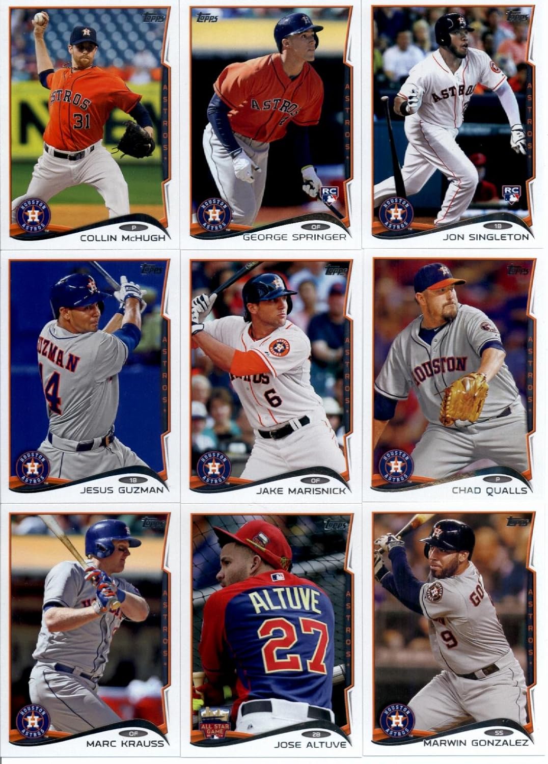 2014 Topps Update Baseball Card Team Set Houston Astros Including