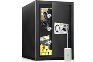 TOTOY Safe 3.0 Cu Ft Safe Box with LED Sensor Light, Fireproof Safe for Home Documents with Keys and Digital Keypad, Type-C External Power Supply Interface Lock Box for Money Jewelry Valuables