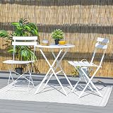Harbour Housewares 2 Seater White Round Bistro Table and Chairs Set 3 Piece view 7
