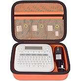 Case Compatible with Brother P-Touch PTD220 210 Home/Office Everyday Label Maker, Storage Holder Carrying Organizer for Label Tapes, AC Adapter, Charging Cables (Box Only) -Orange