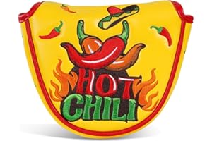 LZFAN Golf Putter Cover Half Mallet Golf Club Head Covers Protector Magnetic Closure for Scotty Cameron Taylormade Odyssey Club Headcover (Chili)