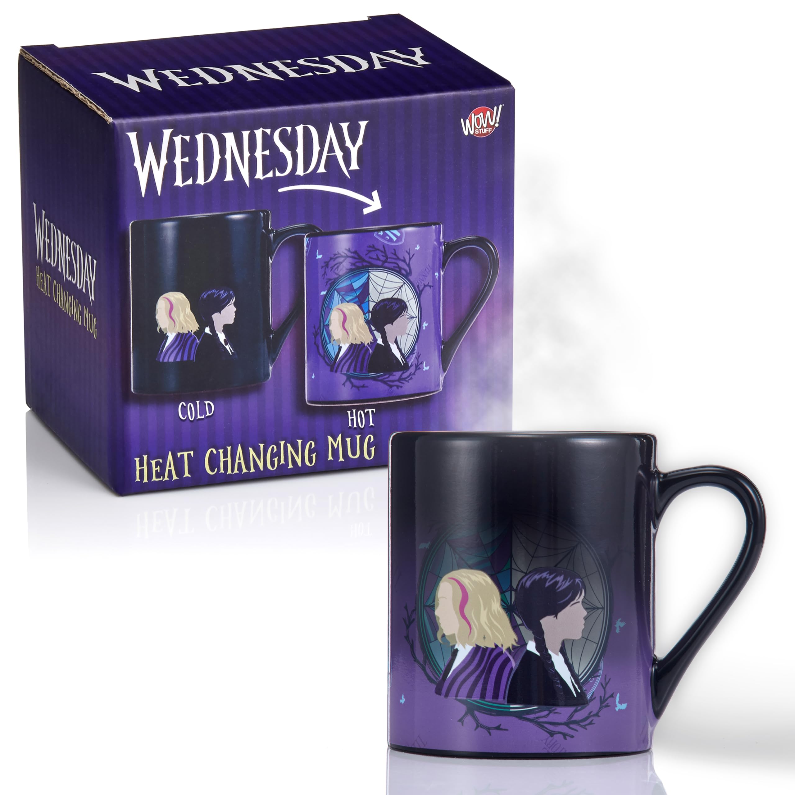 WOW! STUFF Wednesday Official Heat Changing Mug of Wednesday and Enid | Heat reveals the Nevermore dorm Window | Official gift Mug for Fans of the Wednesday Series on Netflix