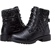 Vepose Women's Combat Ankle Boots Lace up Comfortable Short Booties Low Heel