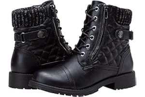 Vepose Women's Combat Ankle Boots Lace up Comfortable Short Booties Low Heel