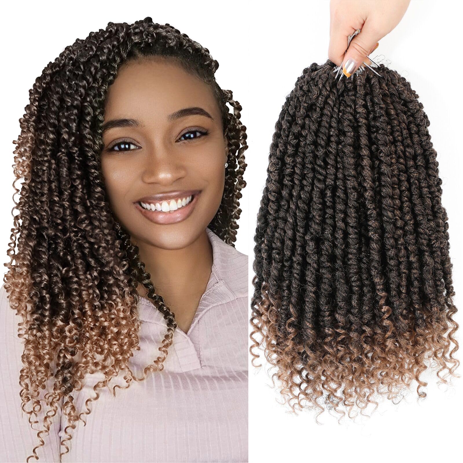 Photo 1 of Passion Twist Hair 12 Inch,Passion Twist Crochet Hair,Pretwisted Passion Twist Hair 8 Packs,Short Passion Twist Crochet Braids,Pre Looped Crochet Hair for Black Women(1B/27)