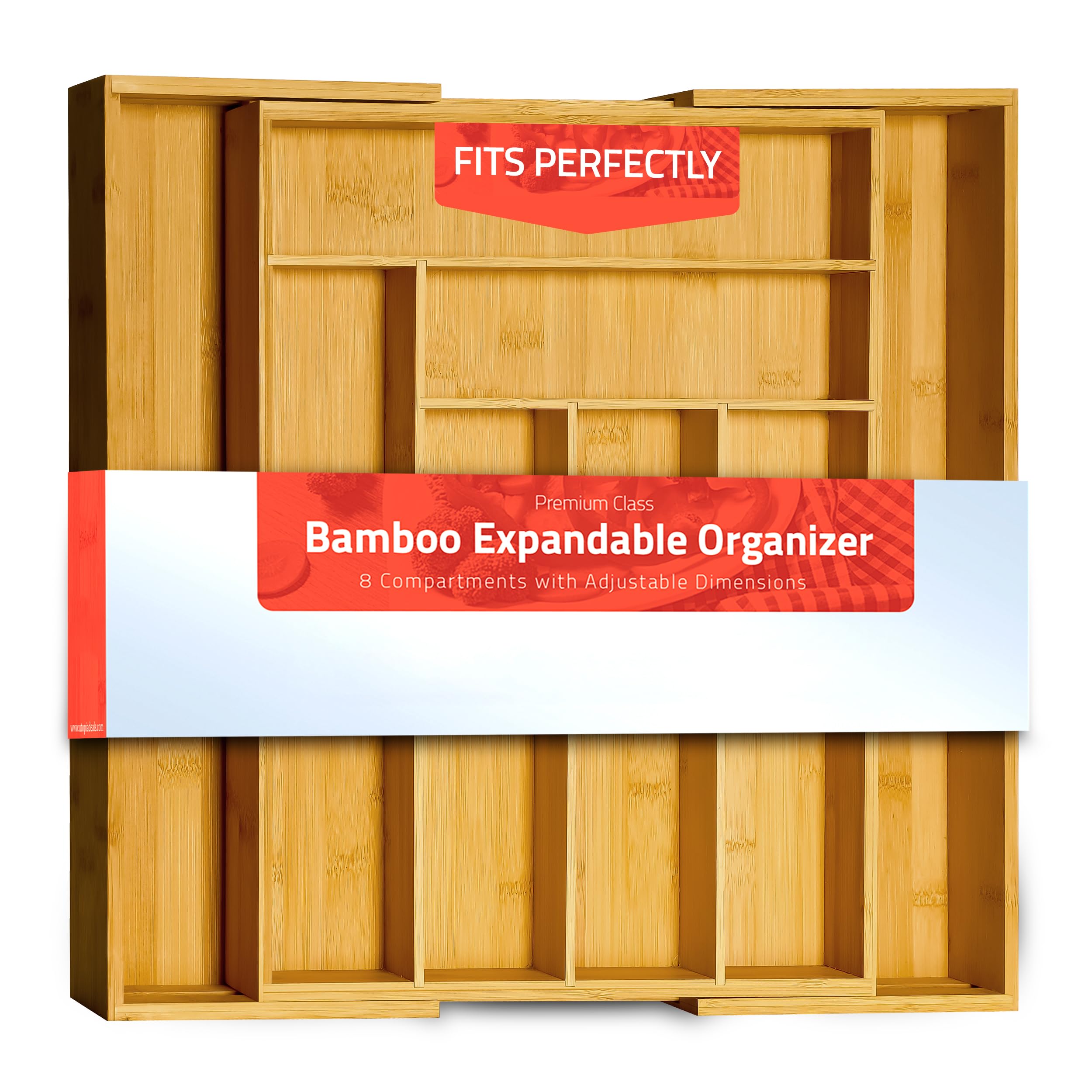 Utopia Kitchen Caddy Expandable Drawer Organizer, Bamboo Dividers Organizer for Kitchen, Silverware, Flatware, Living Room, Makeup Drawer & Utensil Holder, Natural Wood