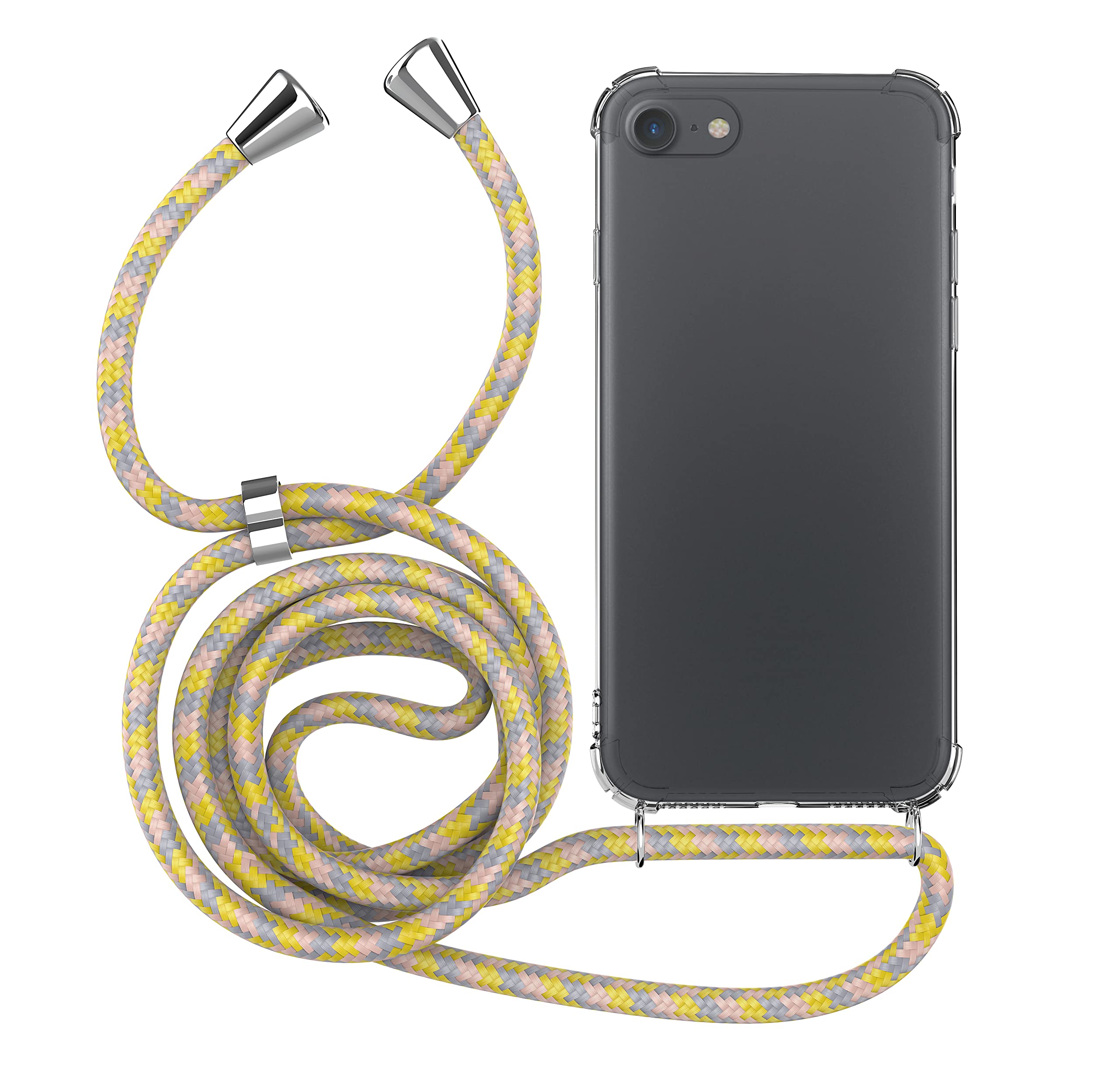 MyGadget Strap Case for Apple iPhone 7 | 8 | SE 2020 | 2022 - Crossbody Phone Cover - TPU Silicone Case with Neck Holder - Cord Lanyard Carrier with Rope in Multicolor