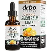 Organic Lemon Balm Extract Tincture - Organic Lemon Balm Leaf Liquid Extract Drops Oil Melissa Officinalis, Calm Relaxation Tea Supplements - Vegan Liquid Drops Tincture Supplement, Kids & Adults 2oz