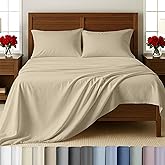 California Design Den Twin Bed Sheets Set - 500 Thread Count Sateen, Natural 100% Cotton Sheets, Fully Elasticized Deep Pockets for a Snug Fit, Breathable Bedding - Beige