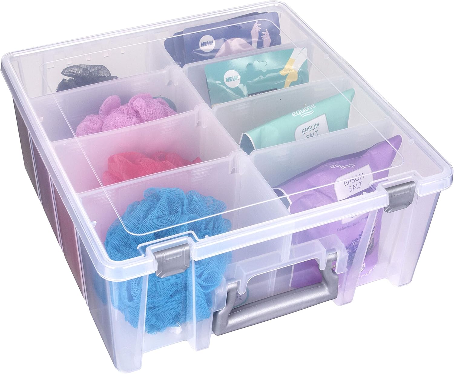 AB Designs 6990ABD Super Satchel Double Deep with Removable Dividers Stackable Home Storage Organization Container, Clear: Home & Kitchen