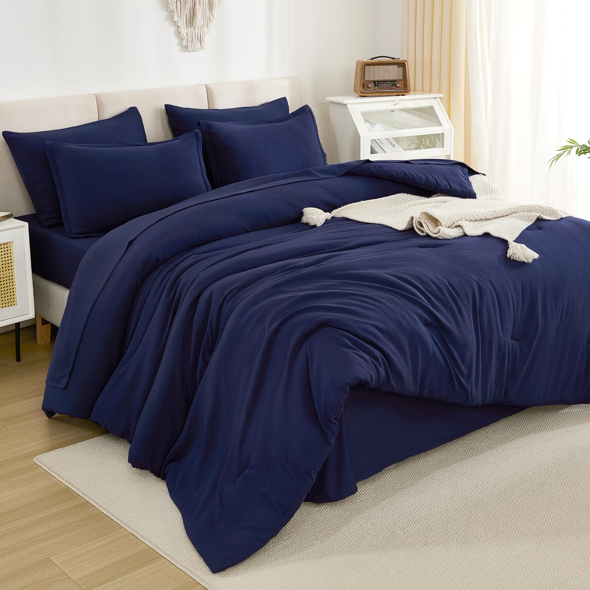 Litanika Oversized King Comforter Sets Navy Blue